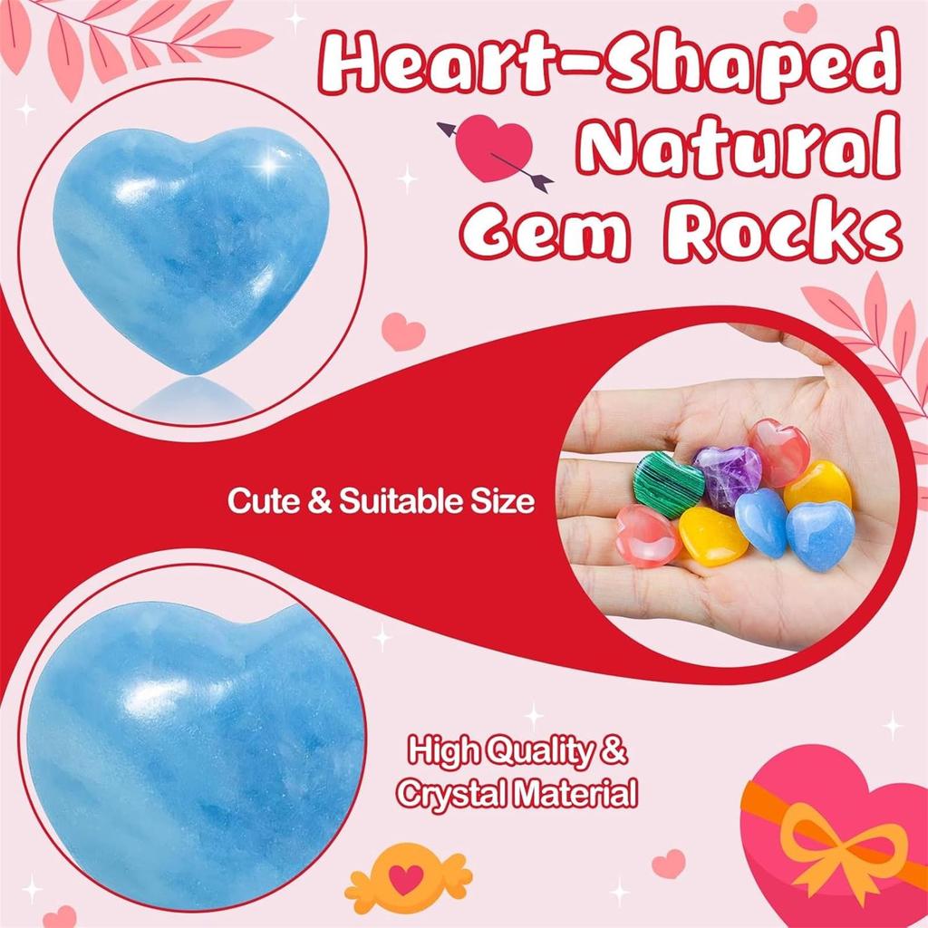 Valentines Day Gifts For Kids Classroom: 28 Pack Valentines Cards Goodie Bags With Heart Stones Valentine Exchange Gifts Gemstone Crystal Rocks