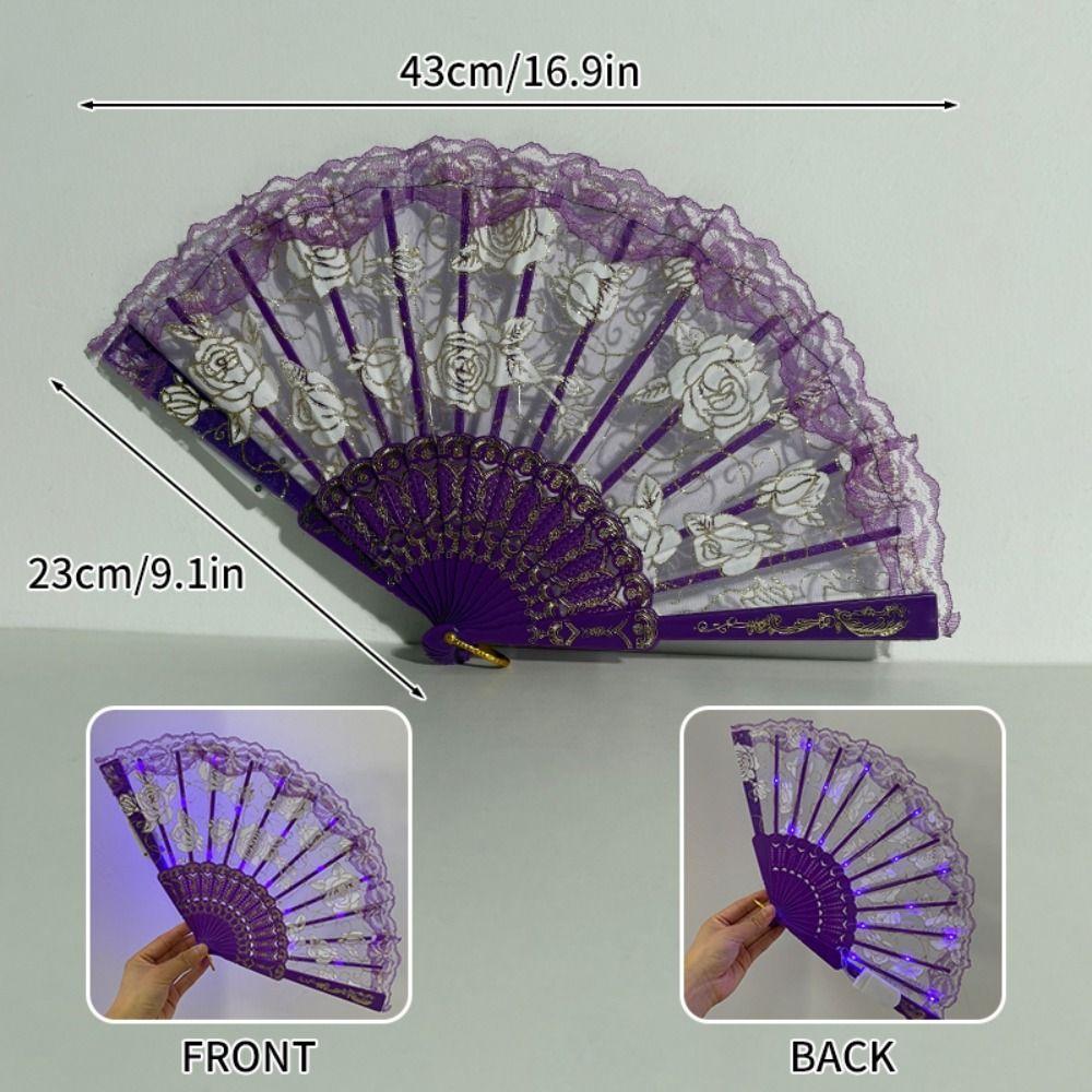 Portable Glow Folding LED Fan Colorful LED Luminous Fan Dancing Light Fan  Party Performance