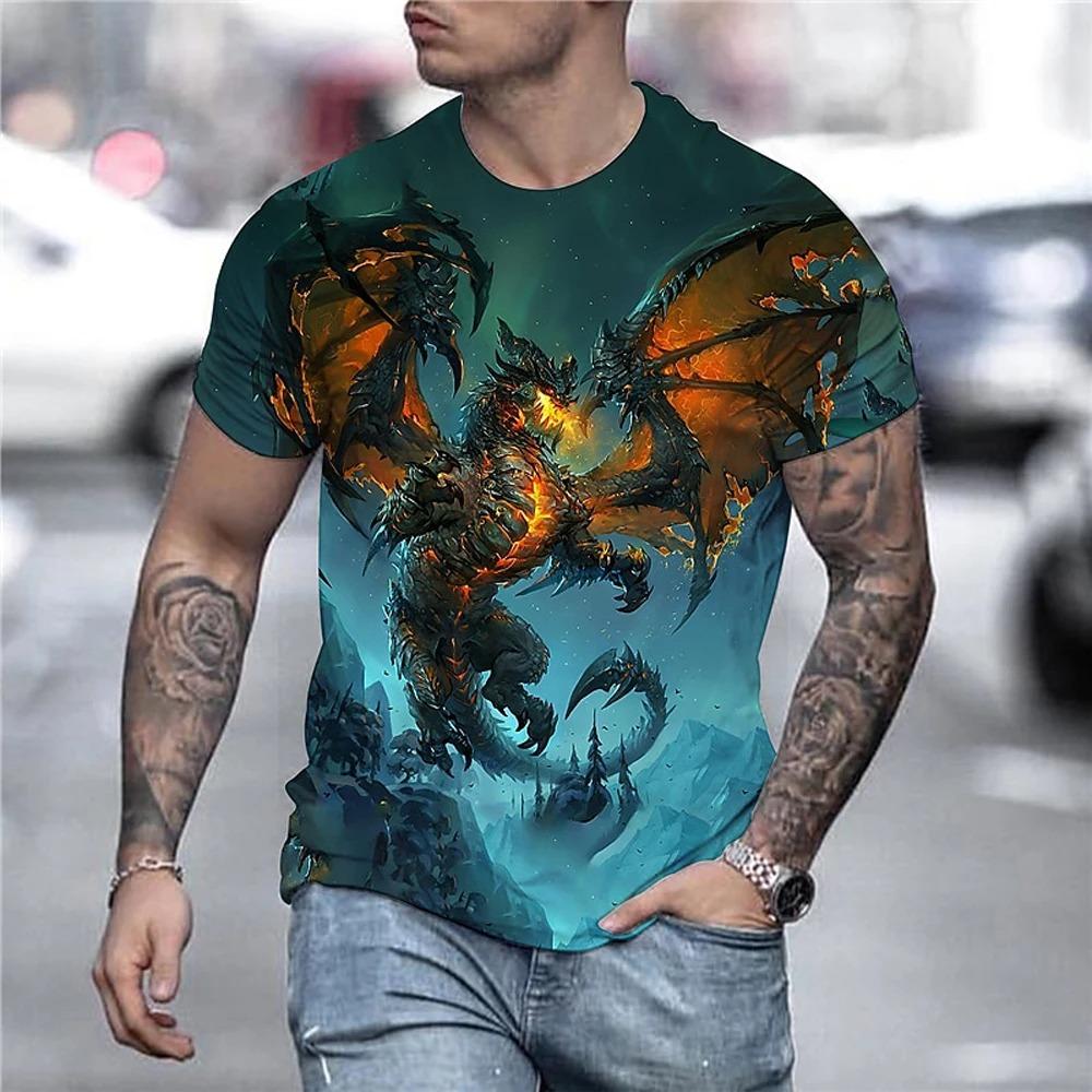 2024 Men's Vintage Clock Print T-Shirt Men's Street Casual Wear Men's Summer Fashion Top Men's Sports Sweat Wicks Short Sleeve