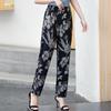 Plus Size High Waist Pants Summer Vintage Print Elastic Waist Classic Straight Pants for Women