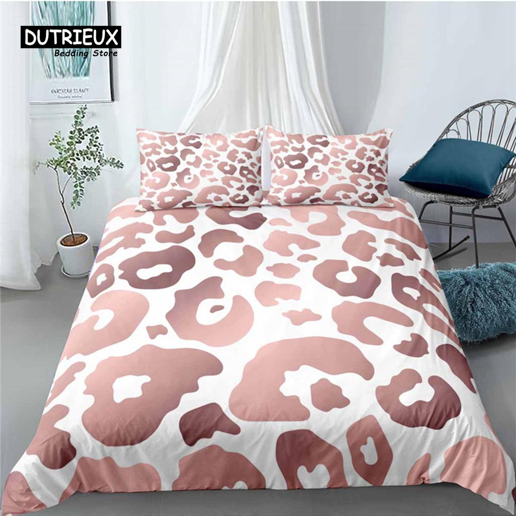 Luxury 3D Golden Leopard Print Home Living 2/3Pcs Comfortable Duvet Cover Pillowcase Bedding Set Queen And King Eu/Us/Au/Uk Size