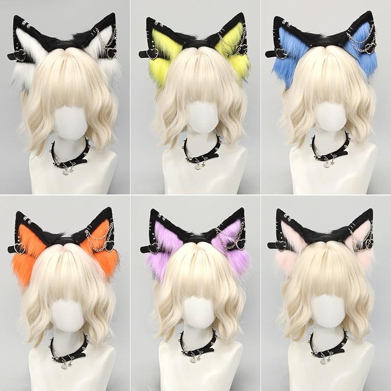 Electric Gravity-Sensing Wolf Ear Headband Cosplay Anime Conventions Detachable Motorized Animal Ears Fluffy Plush 7 Colors