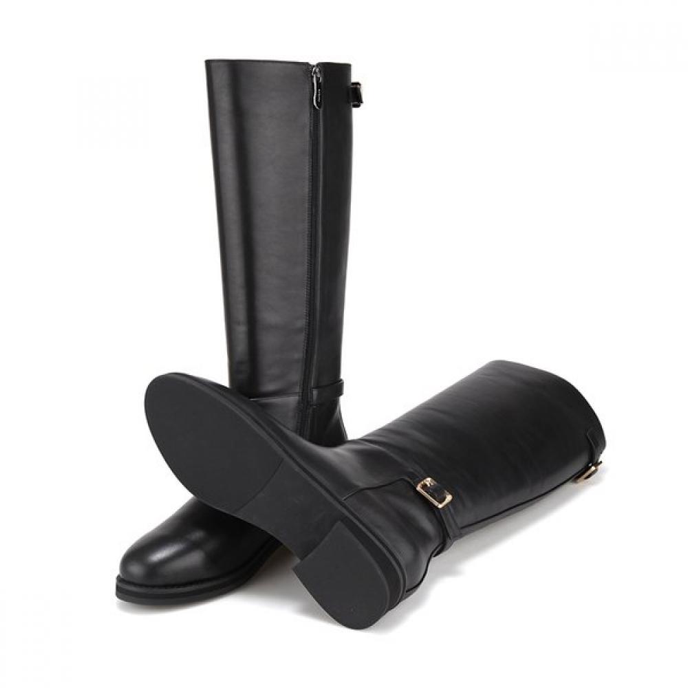 Barbara Leather Daily Trendy Riding Long Boots Black Bbi850bk