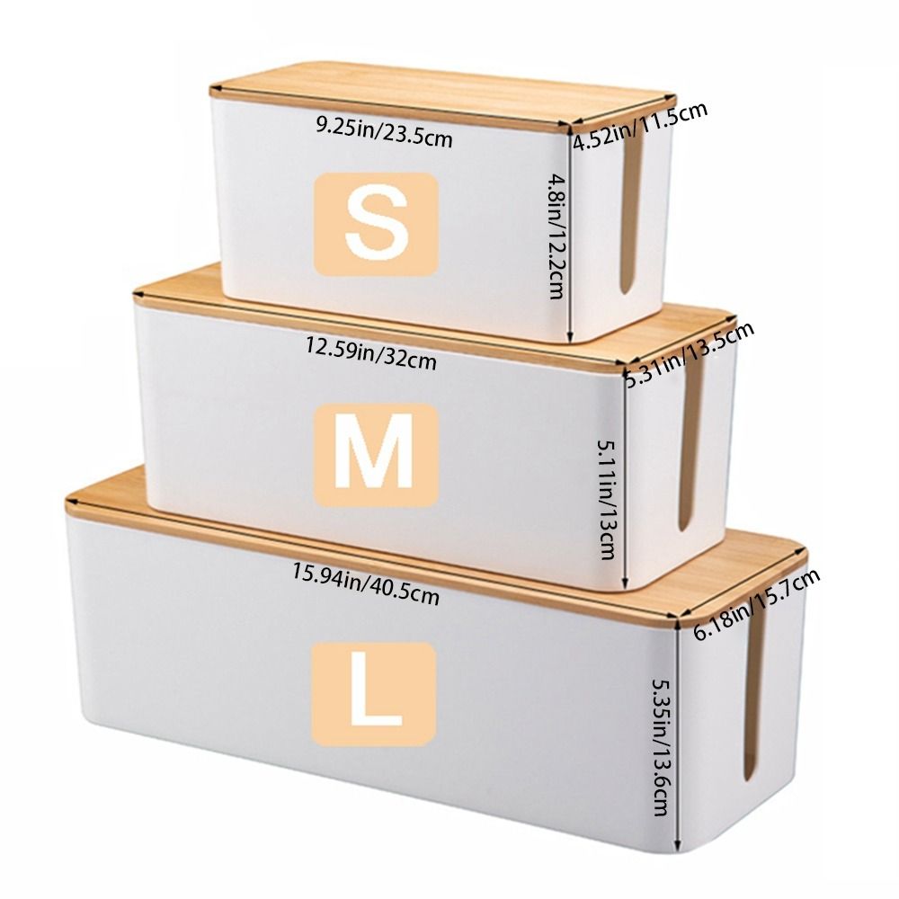 White Hidden Desktop Cable Finishing Line Storage Bin Wire Case Power Strip Case Cable Storage Box