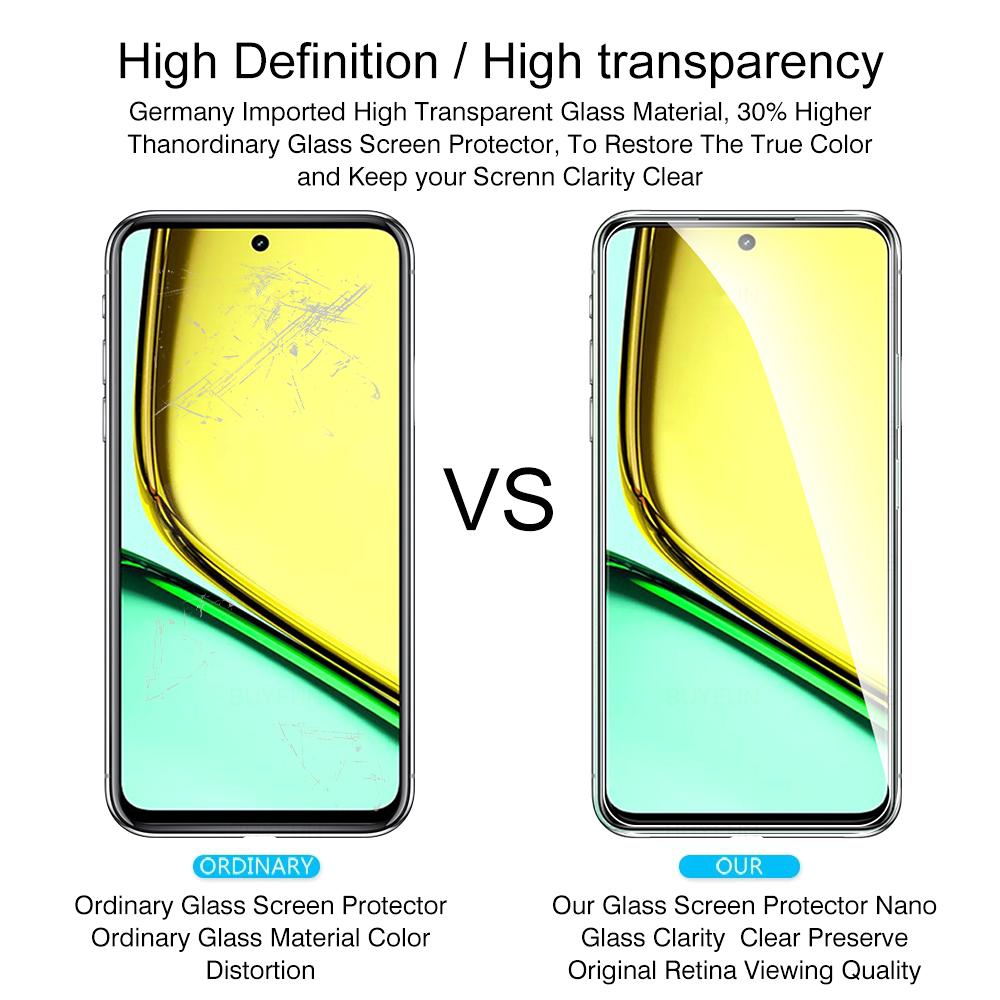 2 STÜCKE Vollbildschutz Gehärtetes Glas HD Klarer Transparenter Displayschutz Für Realme C67 4G