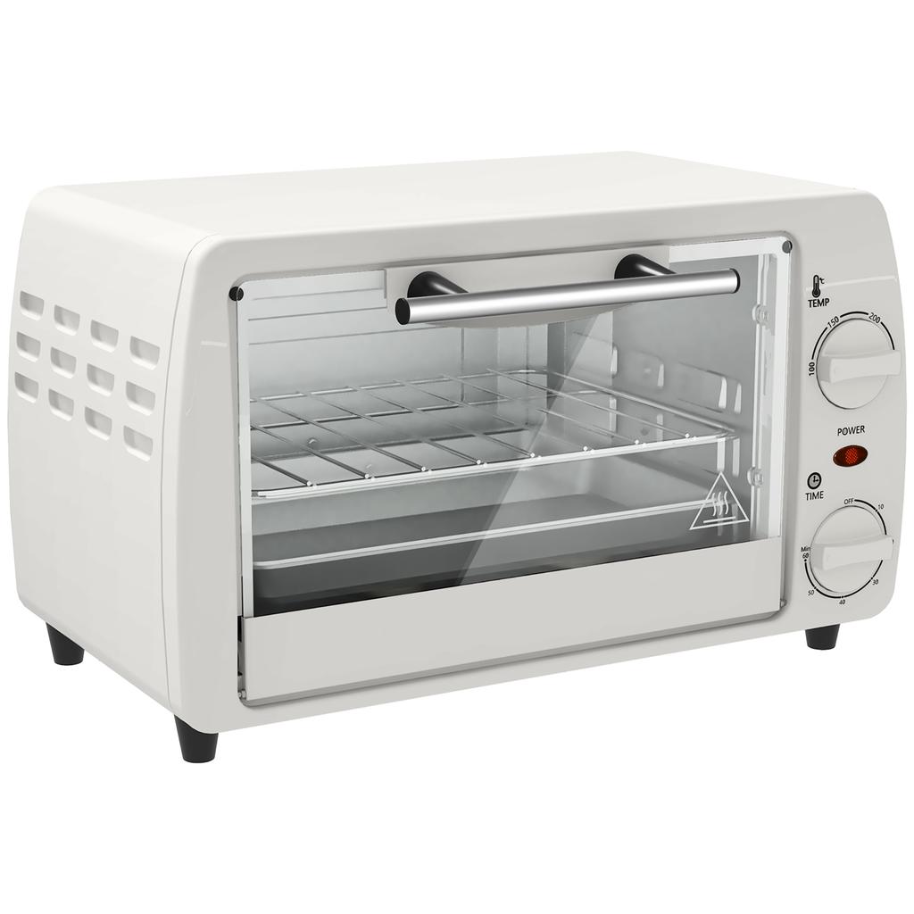 Mini-Backofen Toasterofen, 1 Backblech, 1 Grillrost, 10 L Fassungsvermögen, Timerfunktion, 36,5 cm x 26 cm x 22 cm, Cremeweiß
