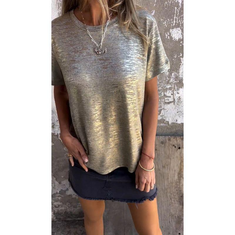 round Neck Short Sleeve Loose T-shirt Pure Color round Neck Short Sleeve Loose T-shirt