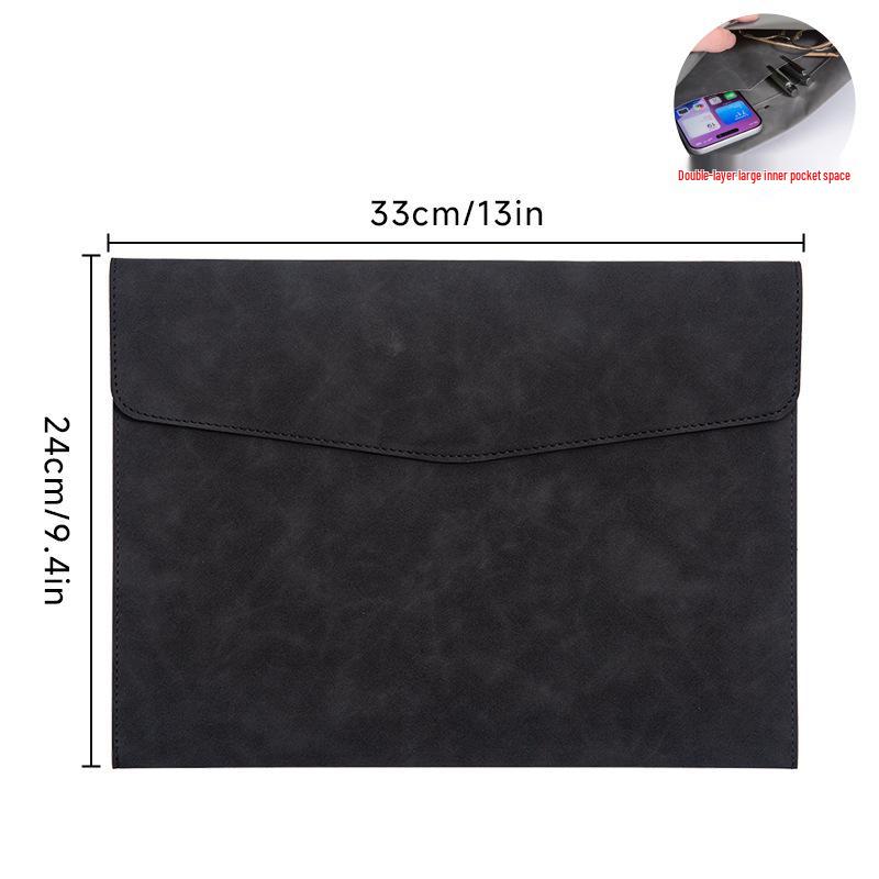 A4 Double Layer Leather Document Briefcase with Custom Logo