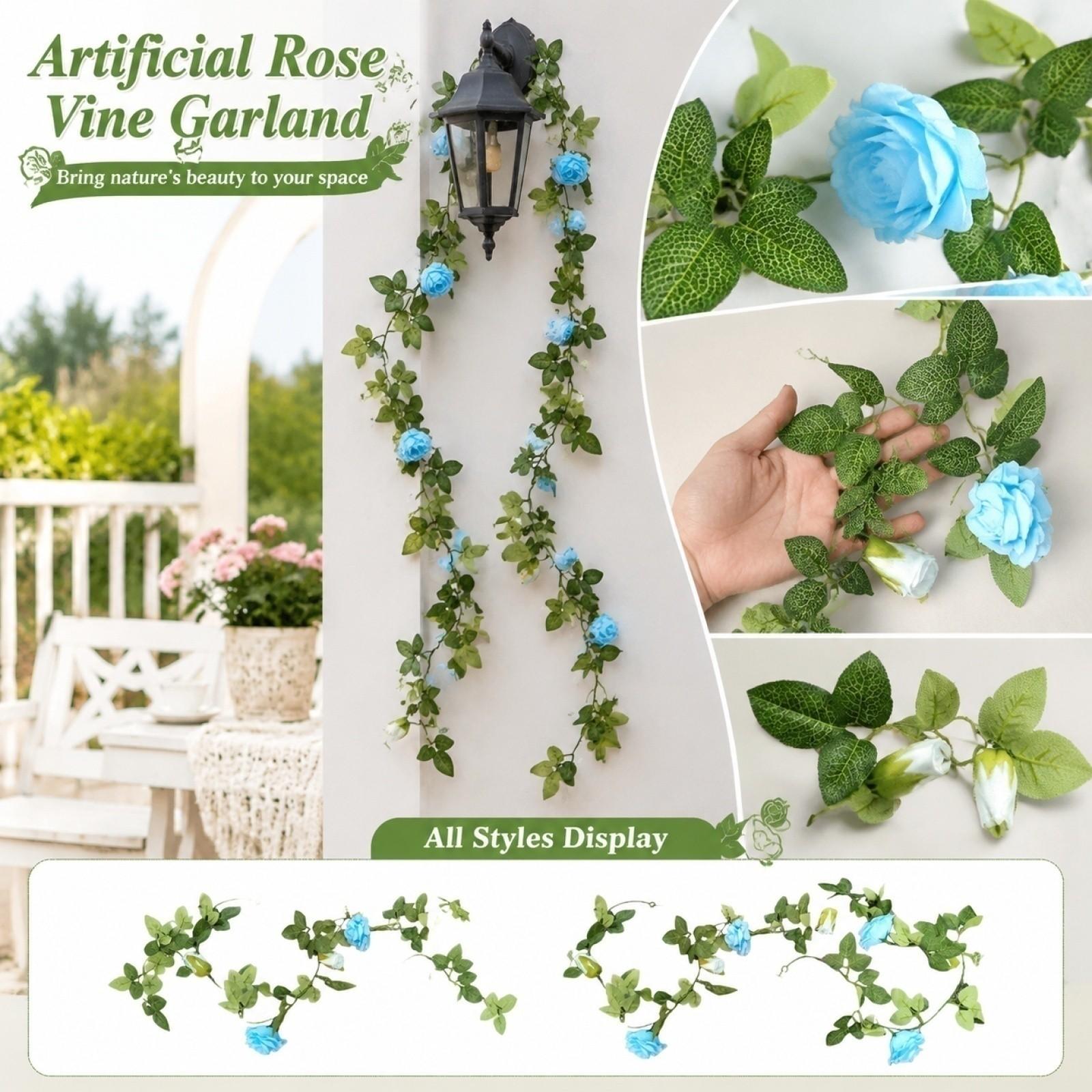 Artificial Rose Garland for Outdoor Home Garden Decoration One Size