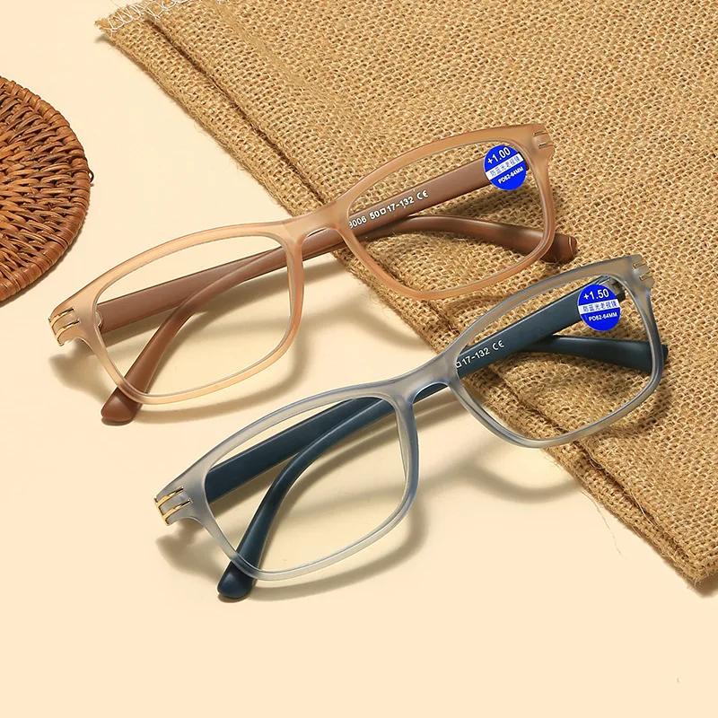 Occhiali da lettura quadrati Uomo Lenti ottiche Presbiopia Donna Marrone opaco Ipermetropia Occhiali Anti Luce Blu +1.0 +1.5 +2.0 +2.5