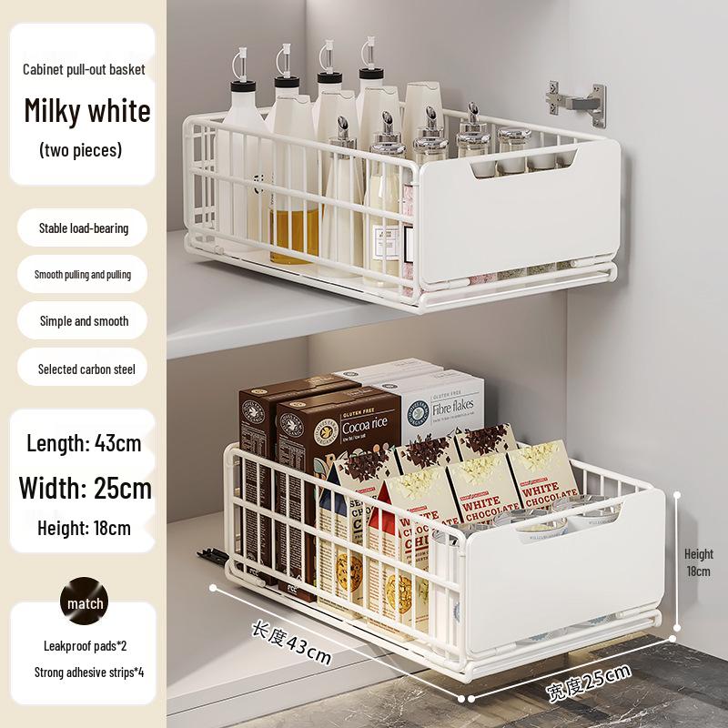 Under-Sink Pull-Out Kitchen Storage Rack and Spice Organizer
