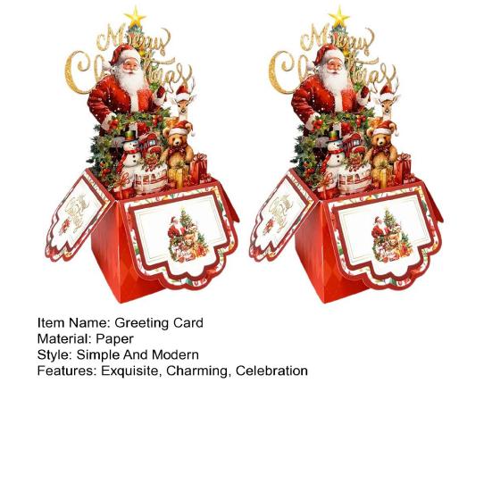Christmas Pop Up Card 3D Folding Greeting Cards Funny Santa Snowman Bear Holiday Gift Card for Xmas Party Favors