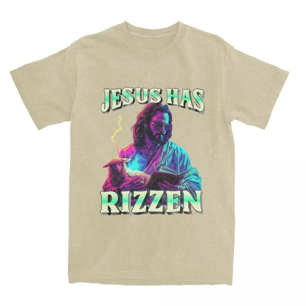 All Seasons Jesus Has Rizzen Funny Sarcastic T Shirt Merch Christ Pure Cotton Catholic Bible Faith T-shirt Tee Shirt