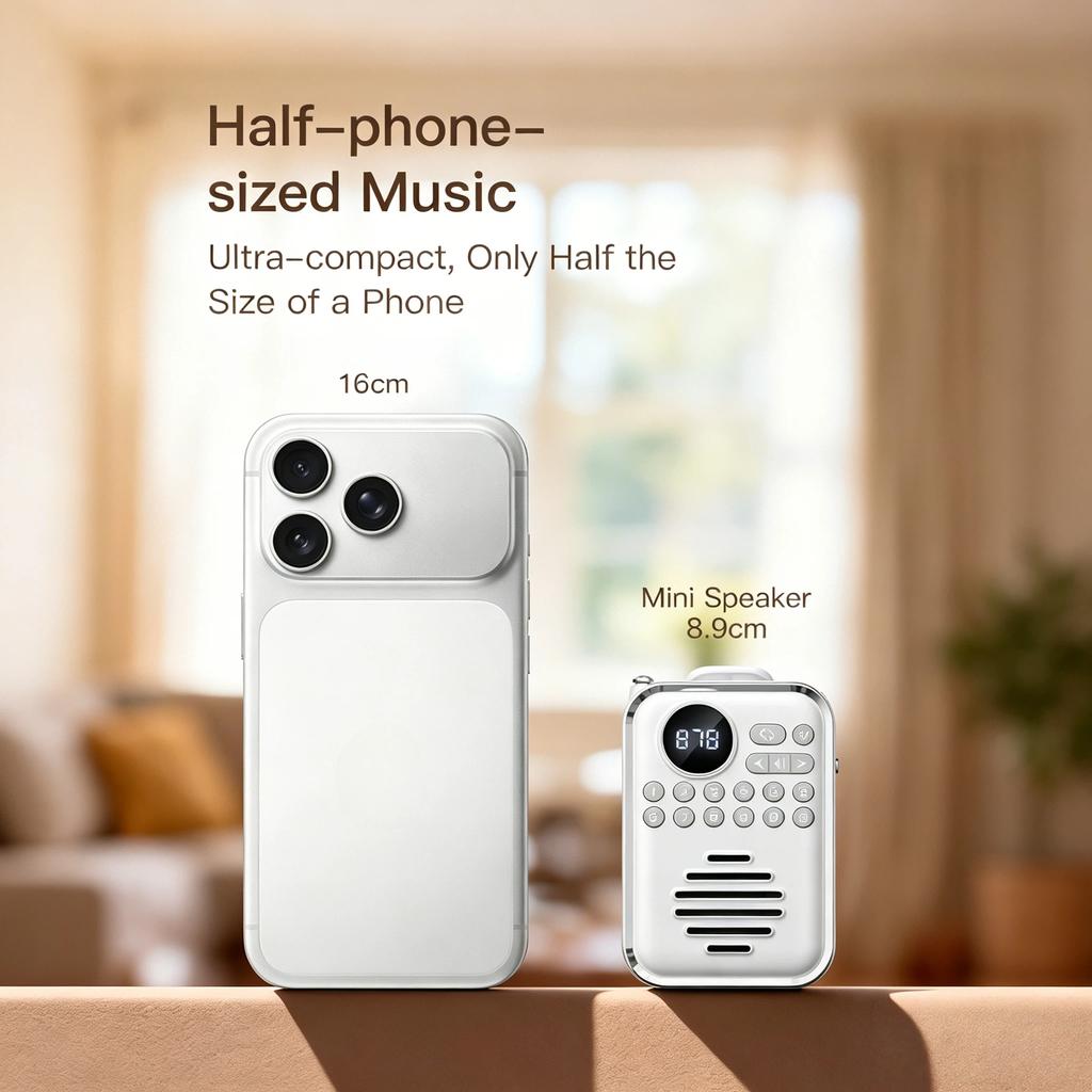 Clip-On Bluetooth Speaker with Radio Portable Wireless Speaker with TF Card 3.5mm Jack Lanyard-Compatible Compact for Outdoor