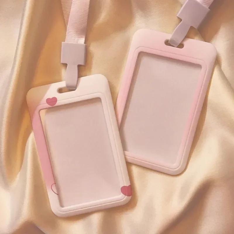1Pcs Cute Love Style Work Card Holder ID Name Tag Students Bus Pass Access Card Cover Case Badge Holder Bank ID Holders Case