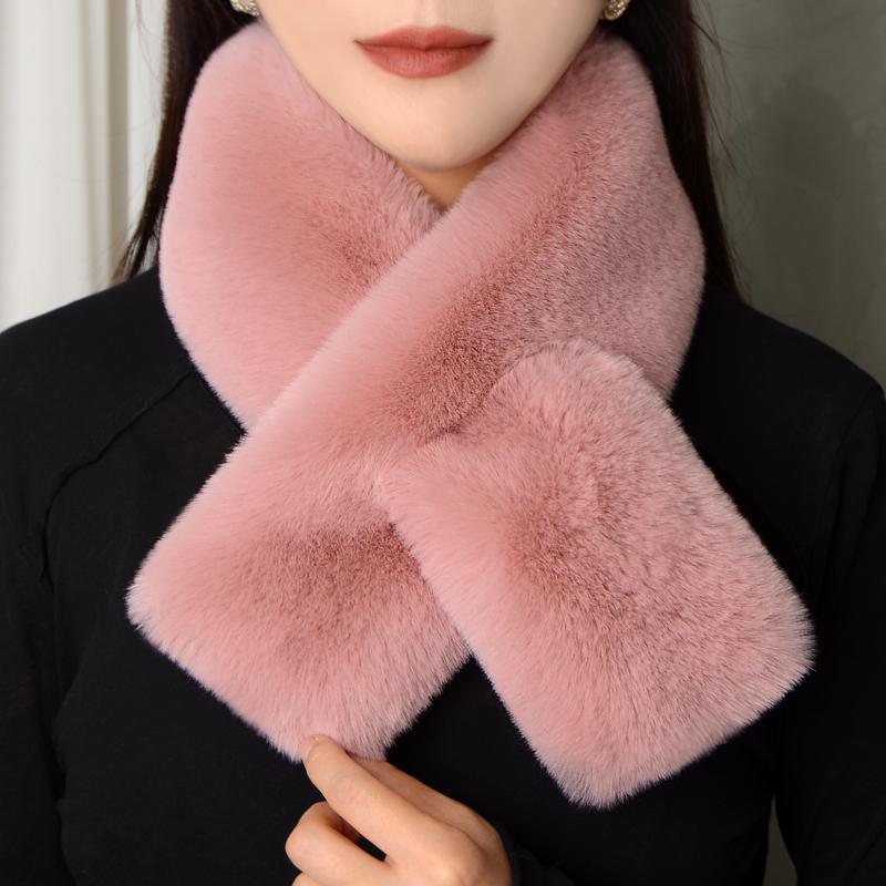 Fluffy Scarf Pink Winter Scarves 100% Winter Natural Real Fox Fur