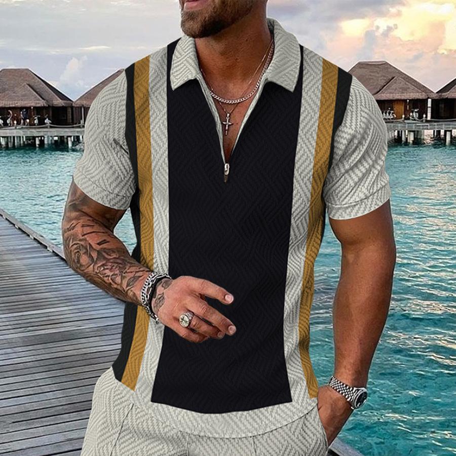 European and American POLO Lapel New Casual Short-sleeved 3D Pattern Spot Summer Daily T-shirt