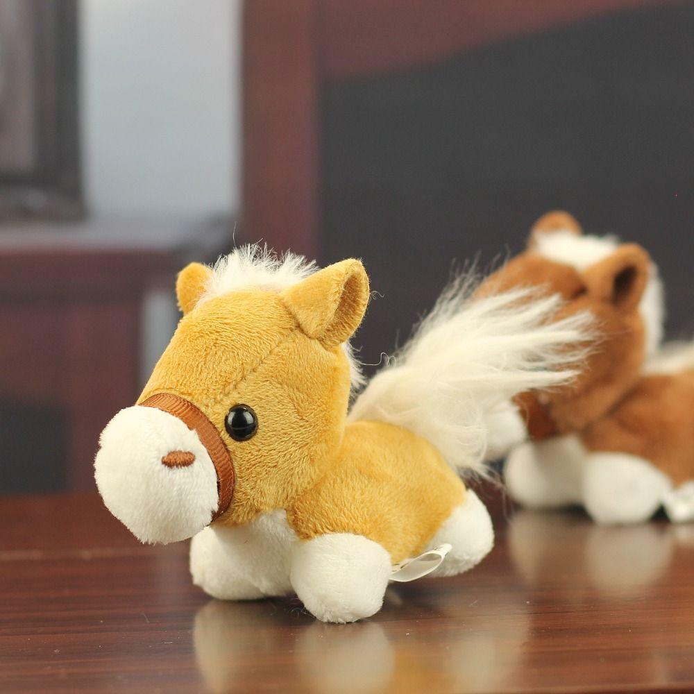 Mini Plush Horse Keychain Creative Cartoon Steed Doll Stuffed Animal Keyring Car Decoration
