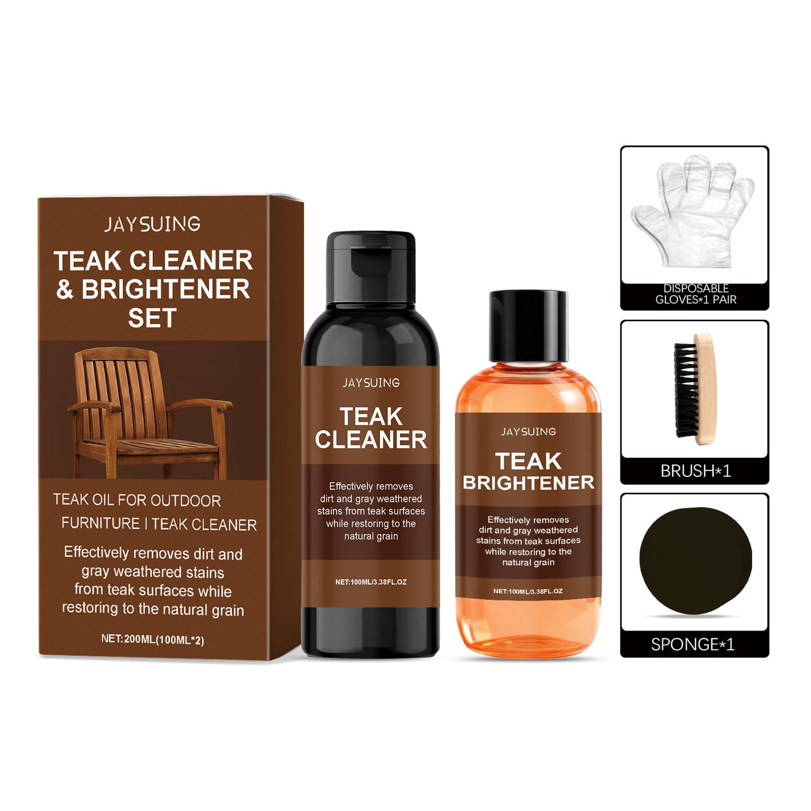 

Jaysuing Teak Wood Cleaner Deep Stain Removal Fast Decomposition Brighten Wood Surface Wood Furniture Cleaner with Tools 200ml 200ml