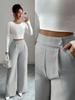 2026 Spring Autumn Wide Leg Pants Spliced Button Decor High Waist Casual Loose Long Pants for Women Solid Color Office Simple Elegant Trousers
