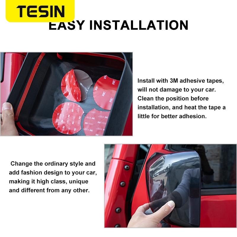 TESIN ABS Car Rear View Rearview Mirror Shell Decoration Cover Stickers for Jeep Wrangler JK 2007-2017 Car Exterior