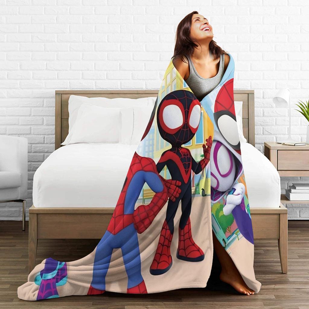 Spidey And His Amazing Friends Blankets Super Soft Funny Plush Throw Blanket For Chair Sofa Bed Flannel Bedspread Bed Cover