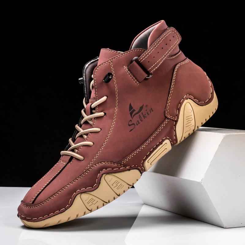 New Handmade Men Boots Design Sneakers Man Outdoor Casual Leather Men Sneakers Ankle Boots Trekking Fall Breathable