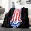 Stoke Football Club Flannel Blanket, Soft Polyester, Modern Design, All-Season for Camping, Travel, Gifts for Holidays or Birthdays