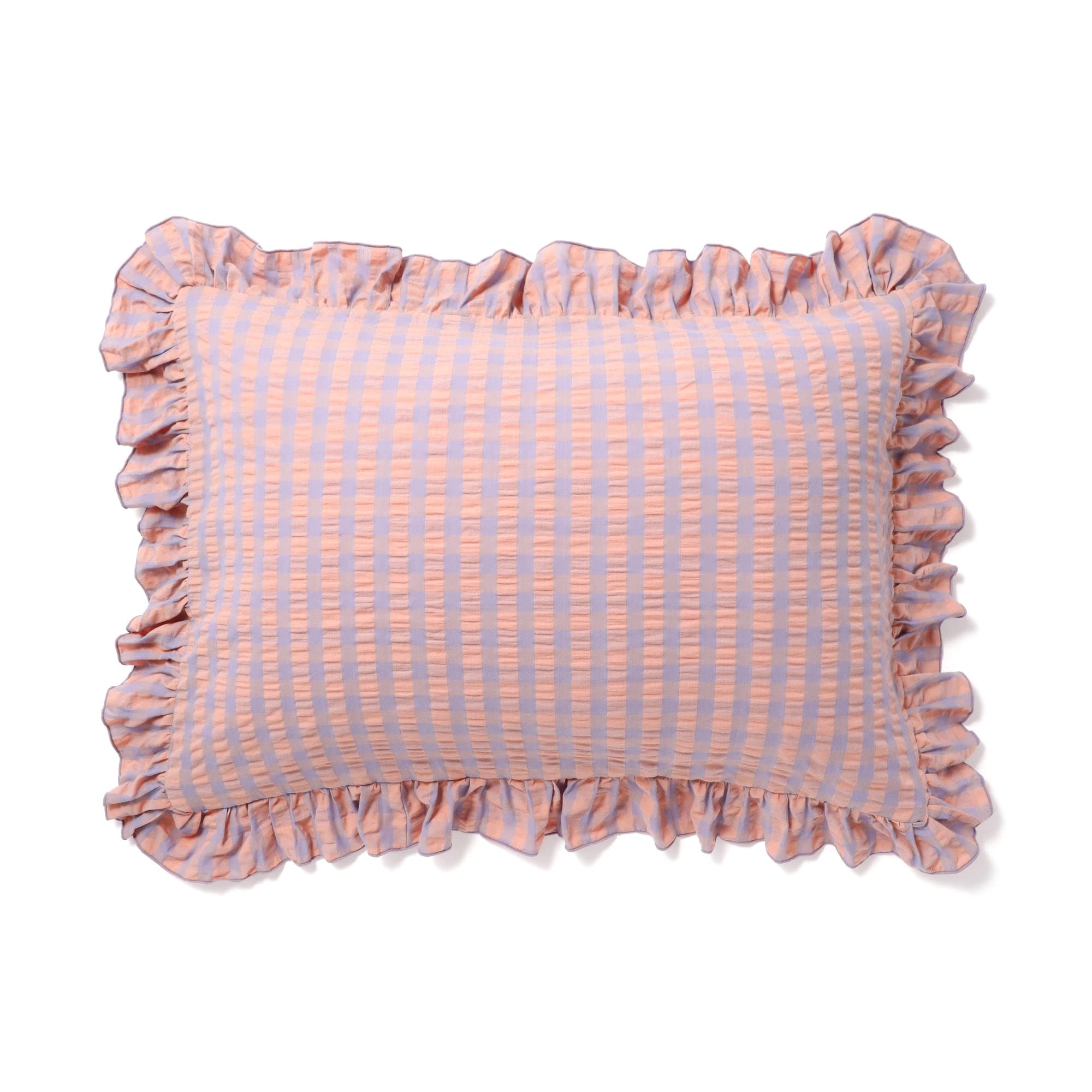 

Francfranc Frill Check Pillowcase 700x500mm Orange x Purple