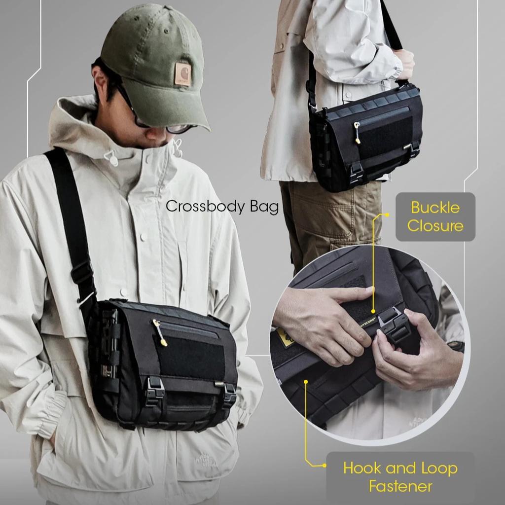 NITECORE SLB06 Messenger Bag Commuting Crossbody Bag Black Sling Bag 7L Functional Tactical Shoulder Bag For iPhone Tablet