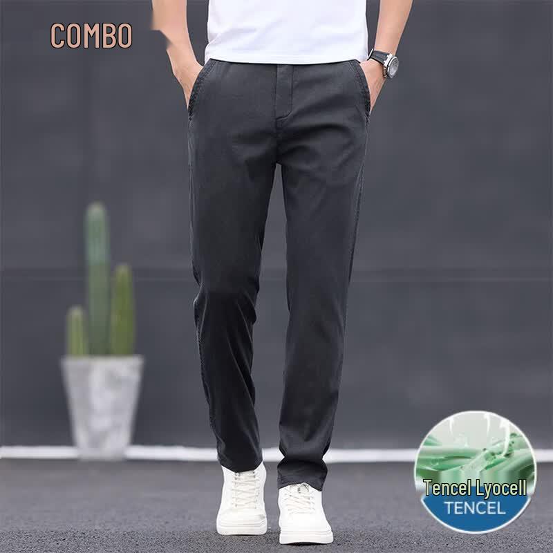 Men s Tencel Lyocell Slim Fit Casual Pants 32