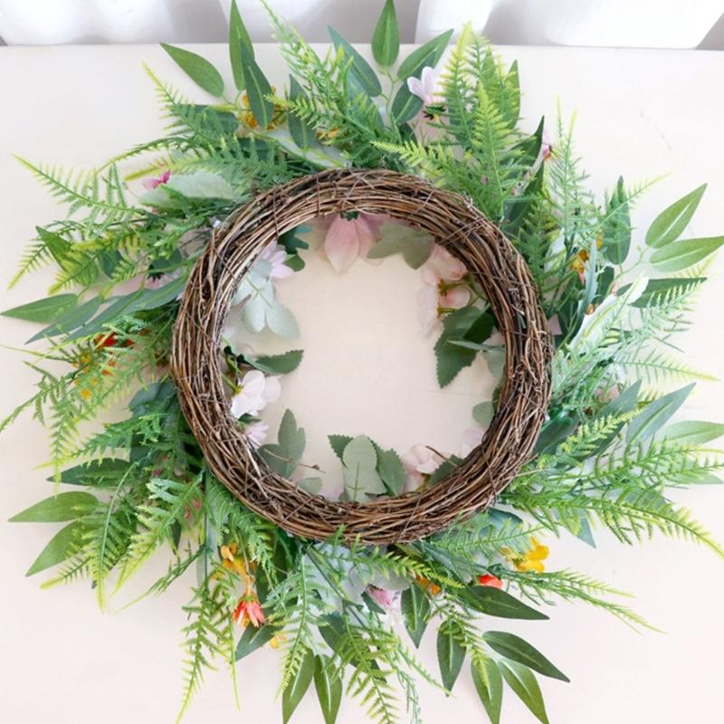 Artificial Flower with Leaves Wedding Wreath Spring Wreath Decoration for Door Window Hallway Farmhouses Home Decoration