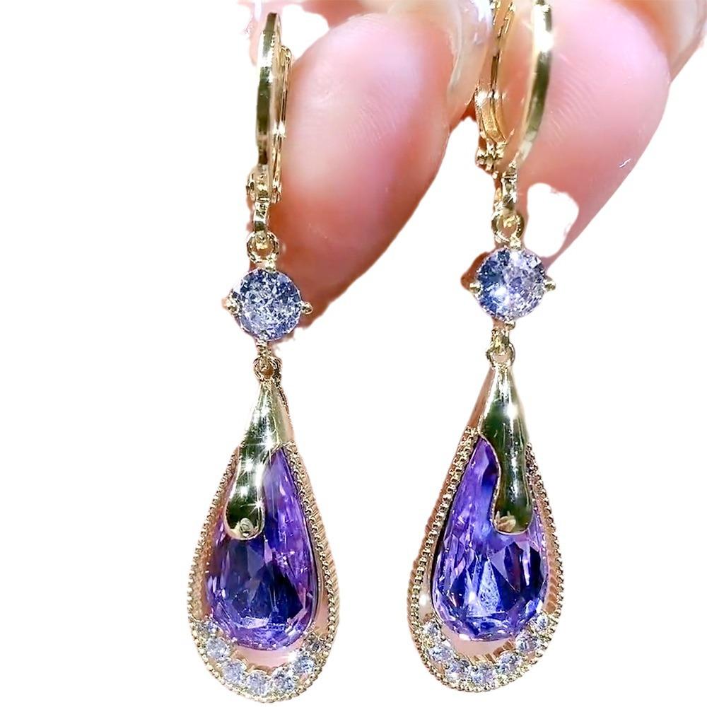1 пара Фиолетовые Серьги-Пряжки в форме Капель Воды Серьги для Женщин Простой Модный Дизайн Серьги