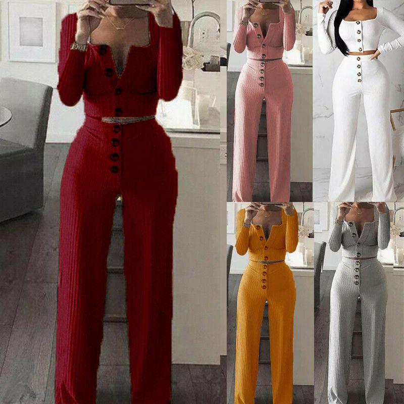 Stylish Women Tracksuit Cropped Top And Pants Set Comfortable Loungewear Collection Size 6-18