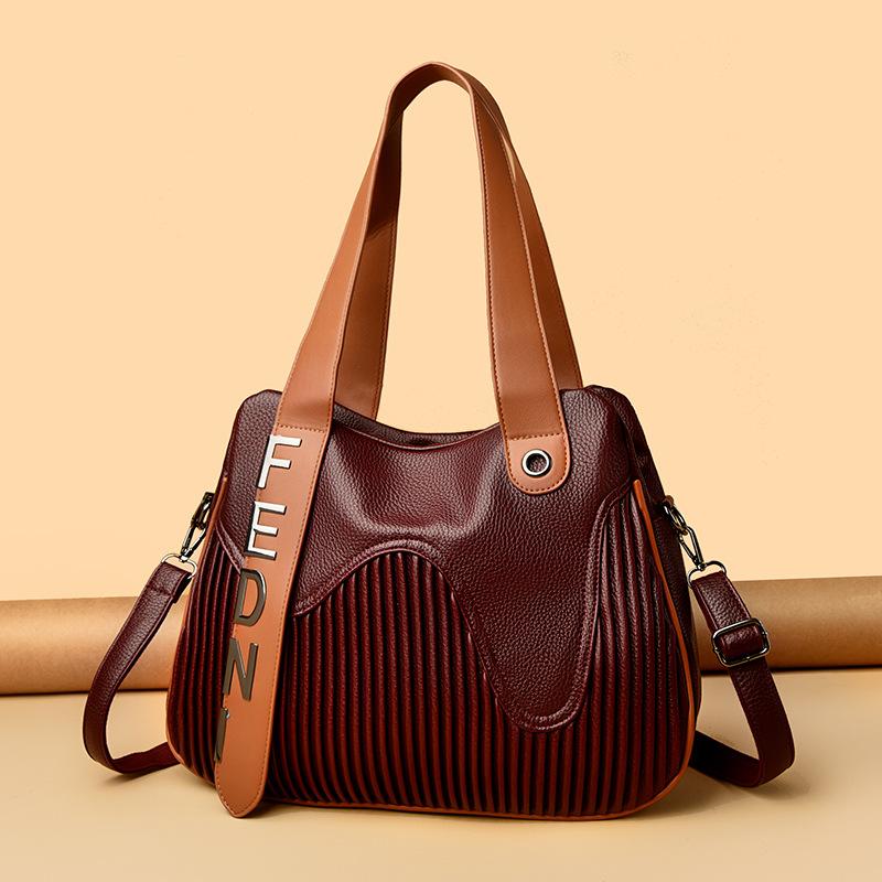 Hand-held Tote Large Bag, Simple Pleated Women's Single-shoulder Bag, Crossbody Bag