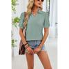 European and American cross-border foreign trade women's summer new V-neck T-shirt puff sleeve loose POLO shirt top