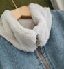 Korean Style Plush Lined Denim Jacket with Stand Collar - Thick, Warm, and Casual Winter Wear