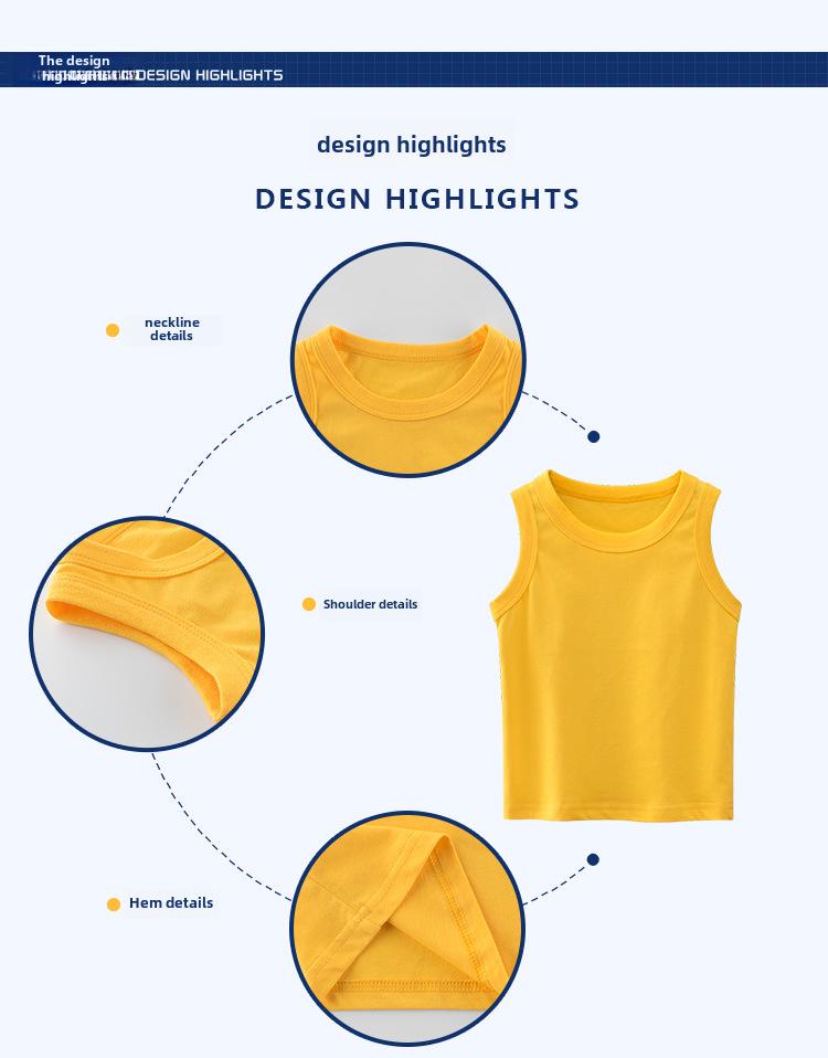 27kids Tanktop für Kinder im koreanischen Stil mit Unifarbe - Sommerkollektion 2025