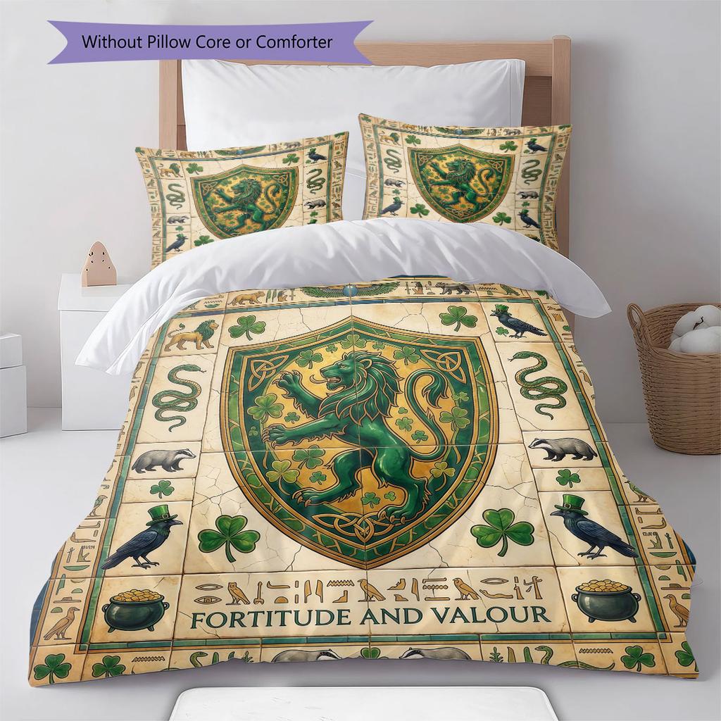 Mural Academy Emblem Pattern Bedding Quilt Set Quilt Cover Pillowcase Home Decoration Birthday Gift (1 * duvet cover + 2 * pillowcase, without core)