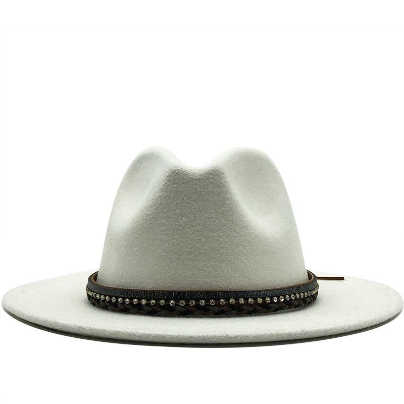 Women S British Style Cashmere Large Brim Fedora Hat 56 58cm