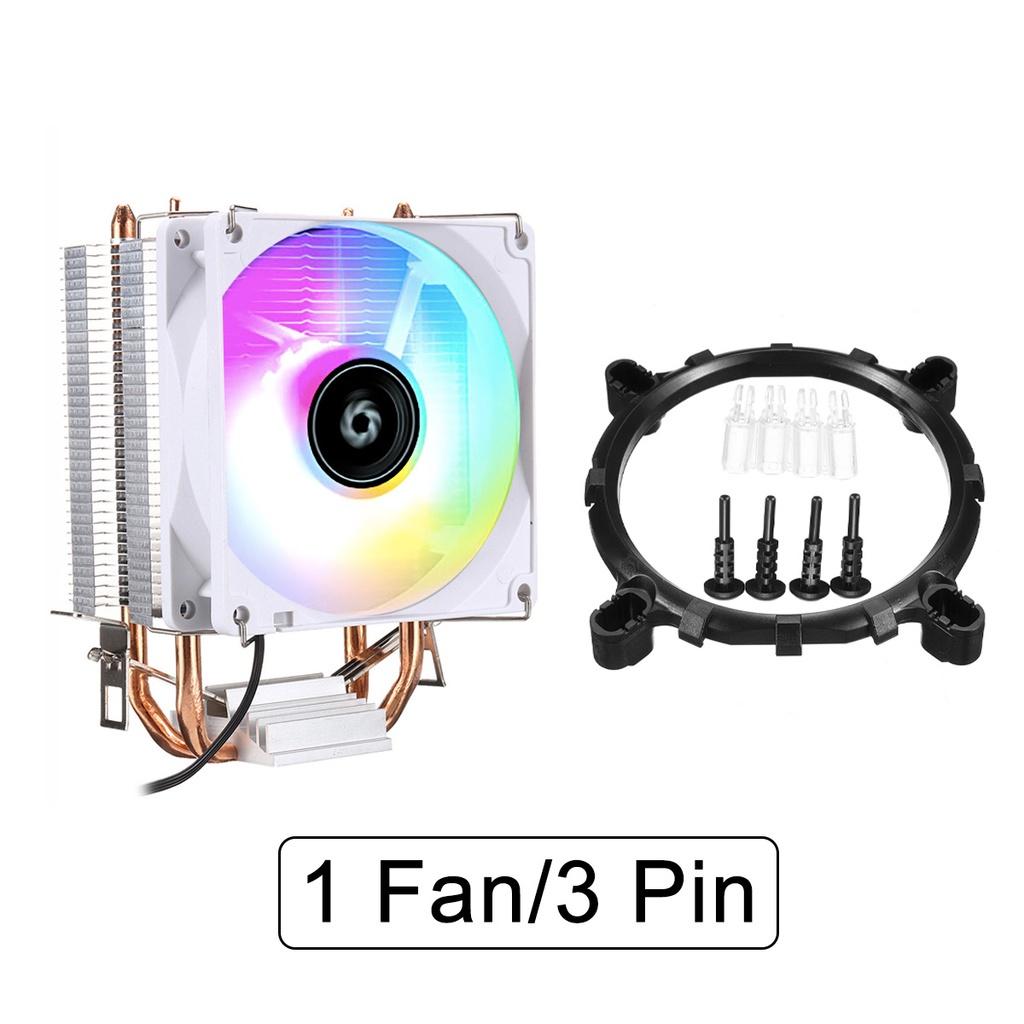 12V DC 3Pin/4Pin RGB LED CPU Cooler 2-Heatpipe Dual Tower Fan Cooling Heatsink Radiator for Intel LGA 775/1150/1151/1155/1156/1200/1366