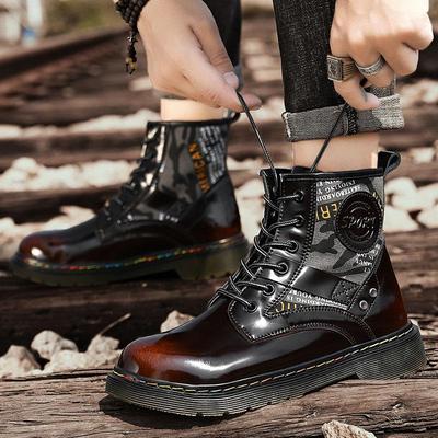 Botas Martin para Hombre Botas de Cuero de Caña Alta Modelos Cálidos de Terciopelo de Suela Gruesa Británica Botas Nuevas Otoño e Invierno 2020 Botas para Hombre Talla Grande