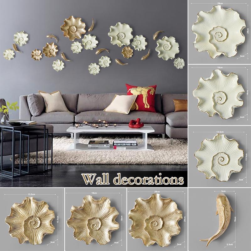 Nowoczesne Żywiczne Ozdoby Wiszące na Ścianę w Kształcie Liścia Lotosu Rzemiosło Koi Estetyczne Dekoracje do Domu Salon Tło TV Naklejka Ścienna 3D Dekoracja Artystyczna