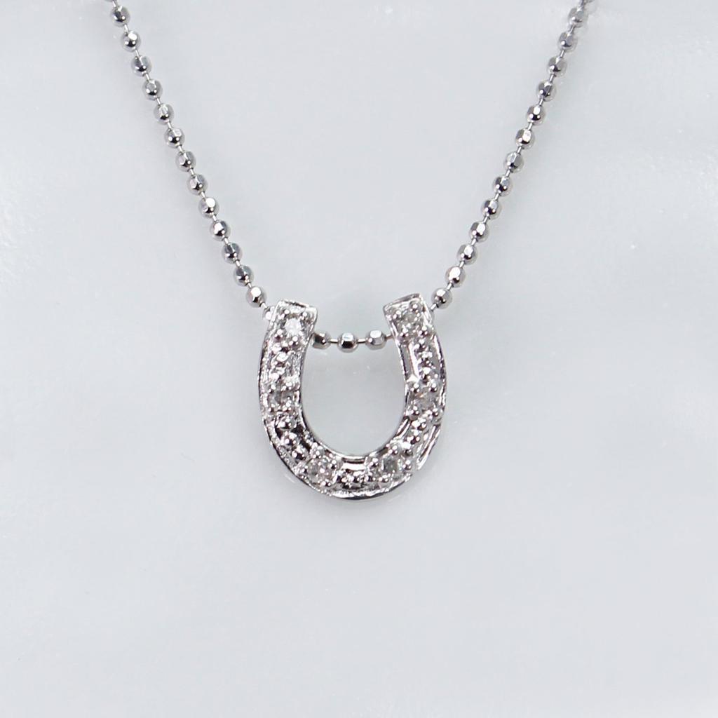[KASHIMA] Sterling Silver 925 0.04ct Diamond Horseshoe Pendant Necklace
