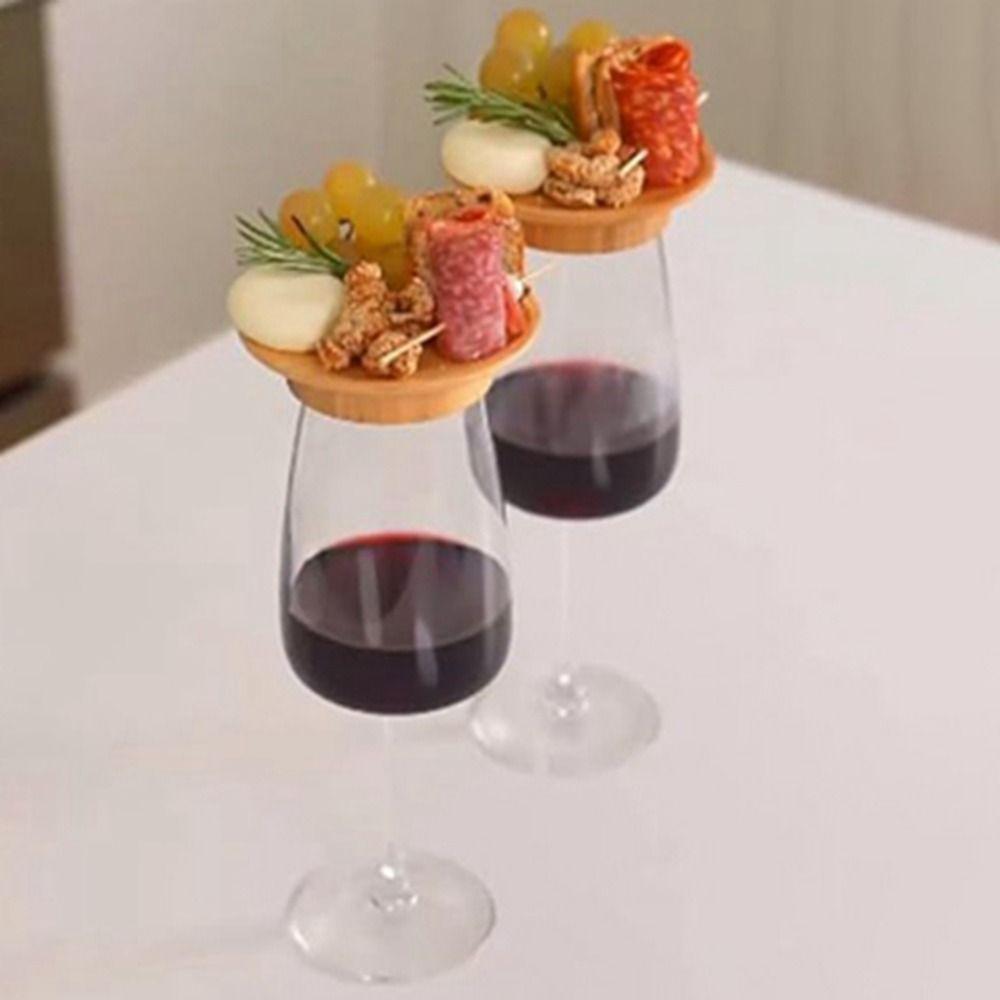 Multipurpose Safety Wine Coaster Odorless Wooden Wooden Red Wine Lid Non-toxic Splashproof Dessert Wooden Tray Bar Supplies