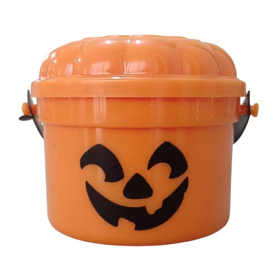 Halloween Trick or Treat Buckets with Handle Portable Plastic Candy Holder Small Pumpkin Pail for Children Halloween Party Supplies