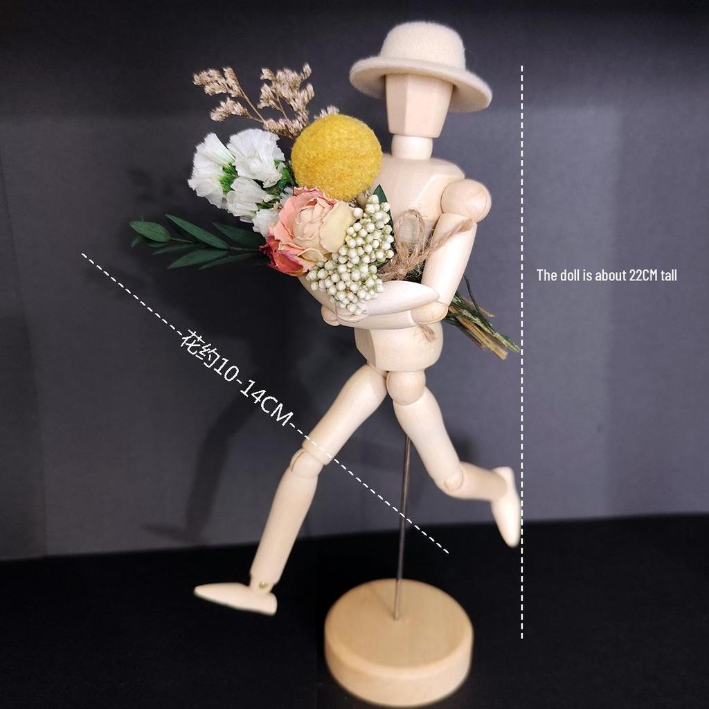 Jointed Wooden Puppet Doll: Handcrafted Human Body Ornament & Decompression Gadget.