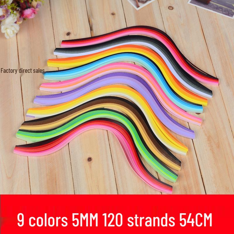 9-Color Gradient 5mm x 54cm Quilling Paper Strips - Handmade Quilling Materials