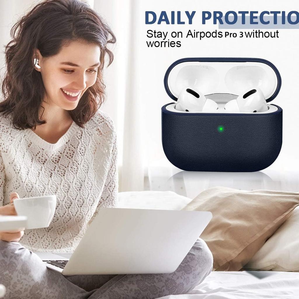 Soft TPU Case for Airpods Pro 3 New Leather Texture Protective Shockproof Case with Lanyard and Cleaning Kit For Airpods Pro 3