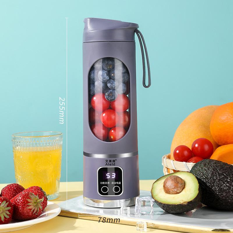 Portable USB Rechargeable Juicer with 10 Blades and Digital Display, Ideal for Smoothies and Fresh Juices